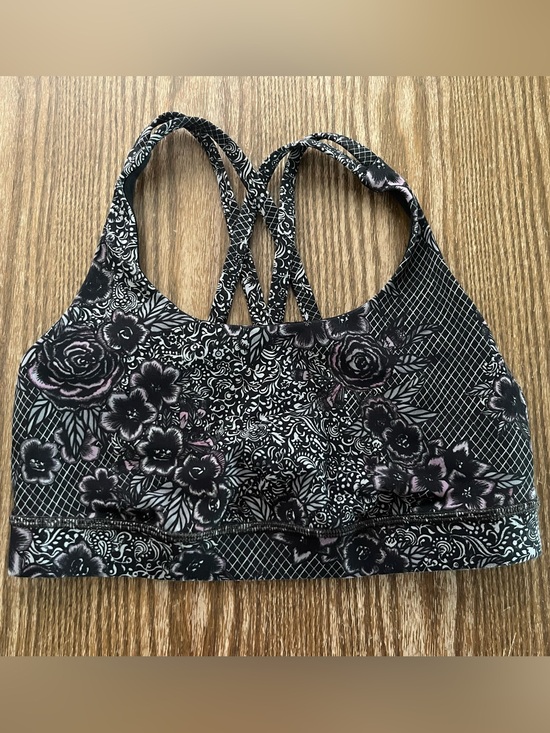 lululemon athletica Other - LULULEMON Energy Bra Trellis Bloom Energy Bra Ice Grey Black Women's Size 6